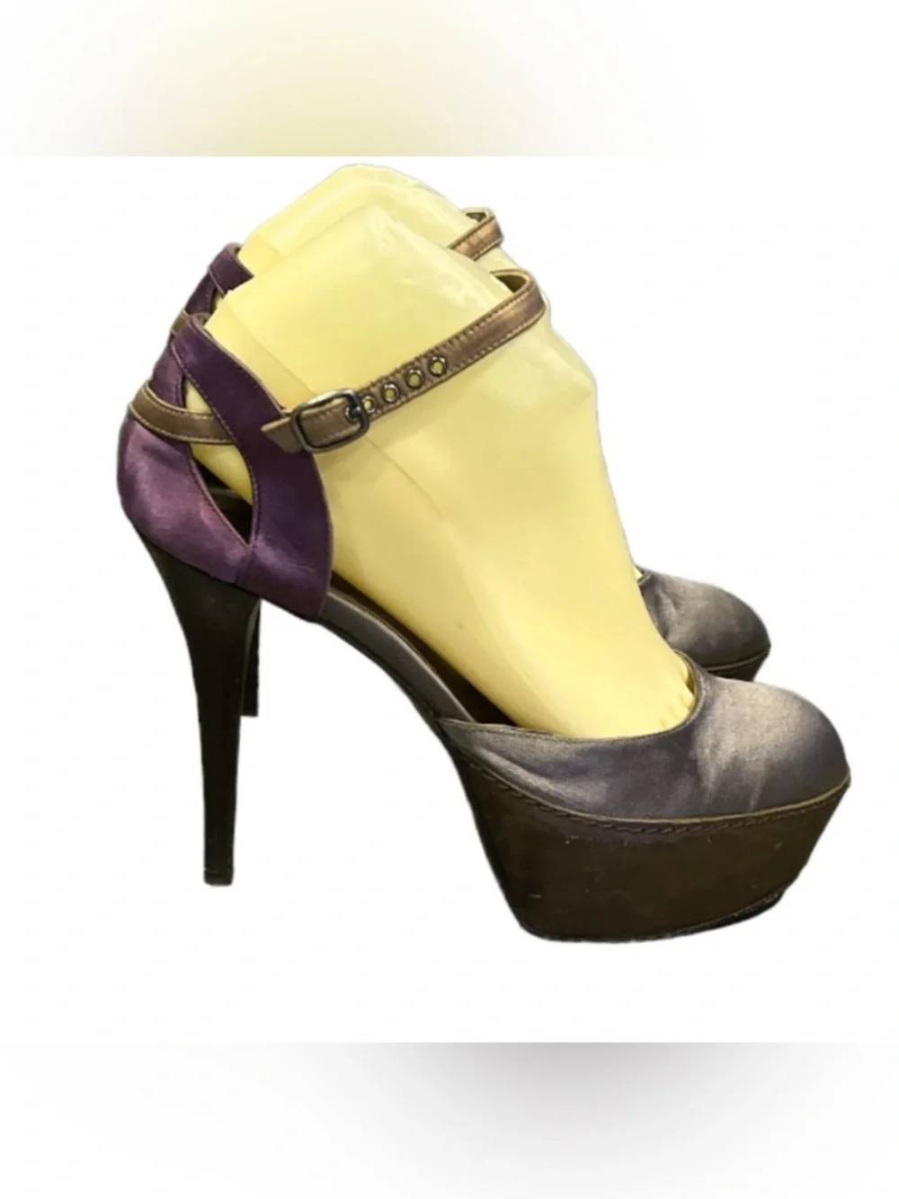 Authentic Marni satin & leather platform designer heels sz 8 Euro 38